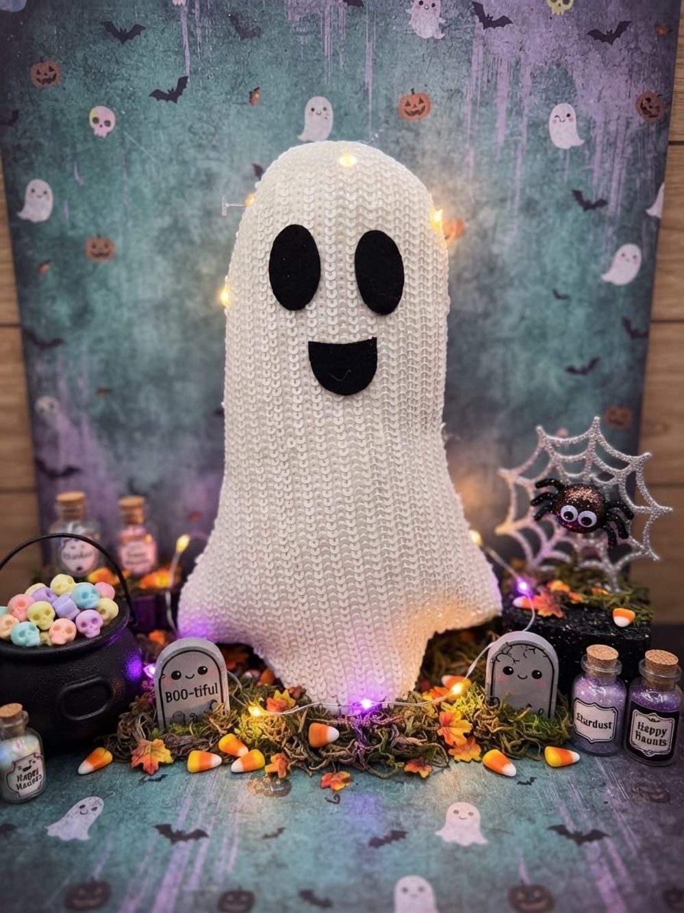 Sequin Ghost Accent - White